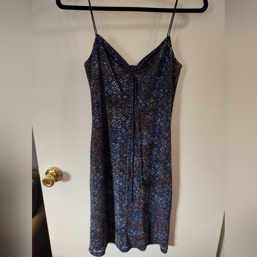 Byer Too. Junior's size medium dress. Blue with brown detail. Made in USA